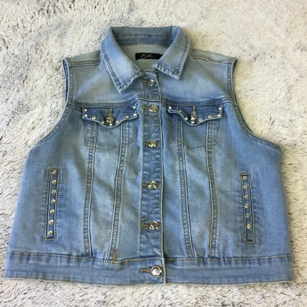 Earl Jeans Light Blue Denim Vest - Picture 4 of 11